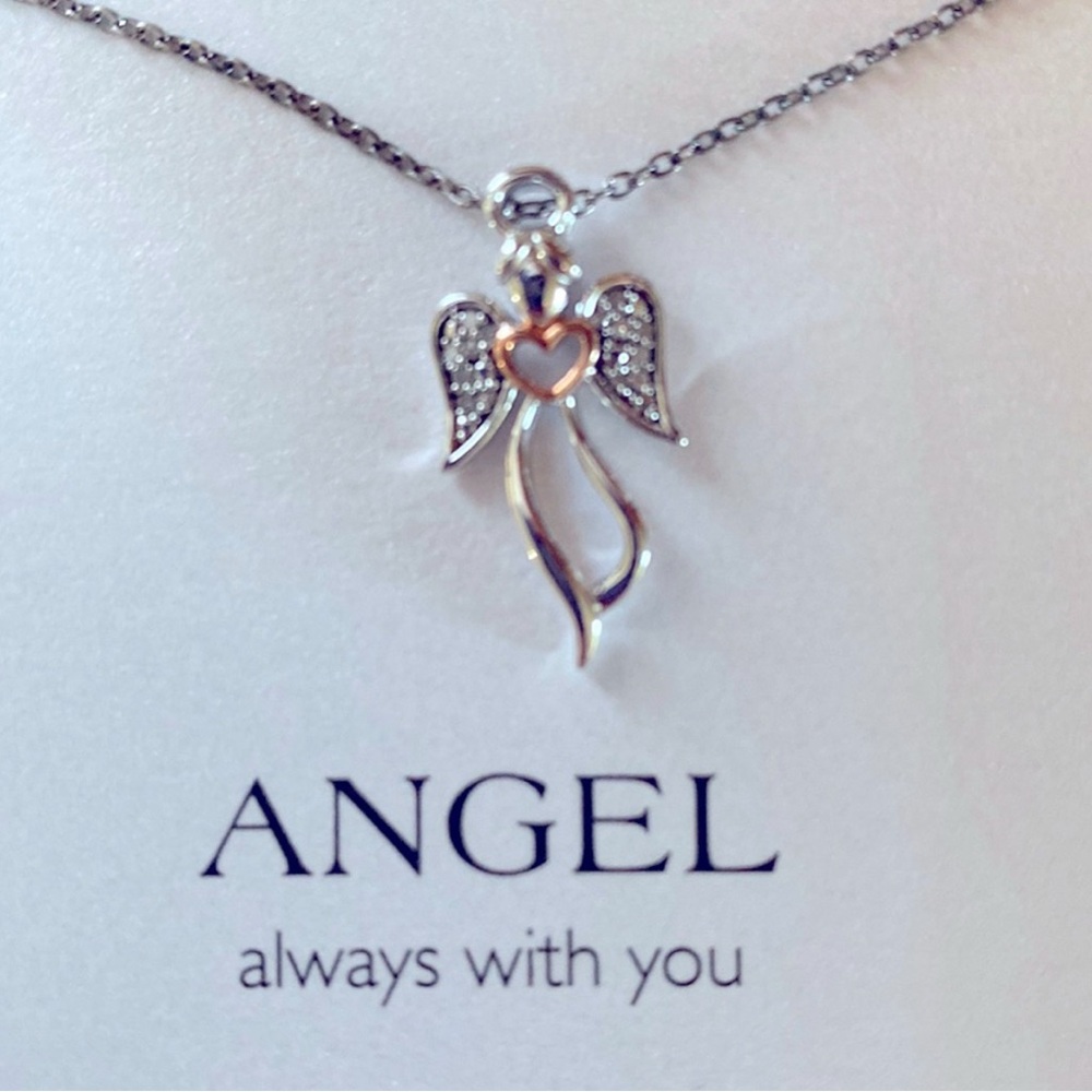 14k Gold Diamond Angel Necklace